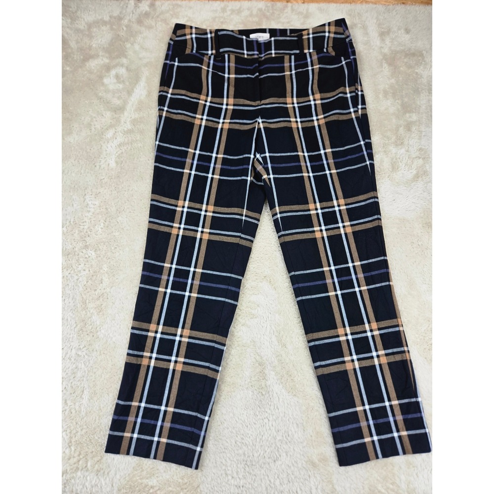 LOFT Black Plaid Ankle Pants with Tan and White